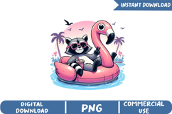 Funny Raccoon Sublimation, Flamingo Png Product Image 1