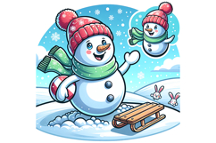 Snow Men Clipart- PNG File Product Image 1