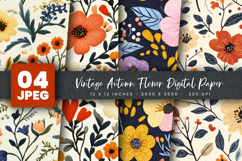 Vintage Autumn Flower Digital Paper Product Image 1