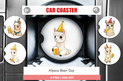 Car Coaster Alpaca Beer Day Product Image 1