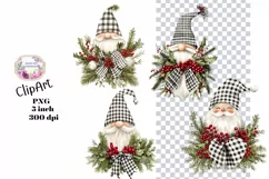 Christmas, Gnome, Ephemera, PNG, watercolor, Clipart Product Image 1