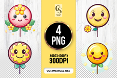 Kawaii Flower Lollipop Clipart PNG Product Image 1