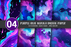 Purple Blue Nebula Digital Paper Product Image 1
