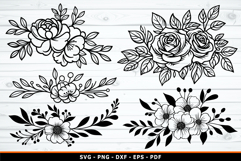 Flower Outline clipart, Floral SVG, Flower SVG, Wedding SVG Product Image 1