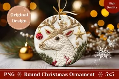 Embroidery Ornament PNG, Knitted Christmas Deer Ornament Product Image 1
