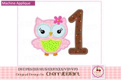 Owl Girl baby Numbers machine applique embroidery bundle 184 Product Image 2