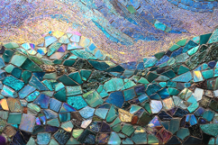 Iridescent Mosaic Texture Background in Blue and Teal Product Image 1