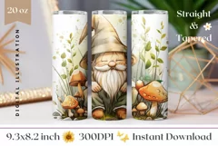 Autumn Gnome Tumbler Wrap, Gnome Sublimation Tumbler Design Product Image 1