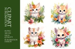 Watercolor cat clipart sublimation png Product Image 1