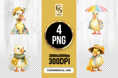 Cute Watercolor Duck Clipart Sublimation PNG Set Product Image 1