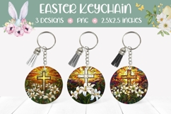 Stained Glass Cross Keychain, Easter Cross Sublimation Product Image 1