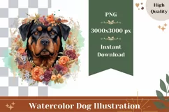 Watercolor Rottweiler Dog Illustration, Dog Sublimation Product Image 1