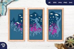 Mermaid &amp; Under The Sea Scene 3D Continuous Layered Papercut Product Image 1