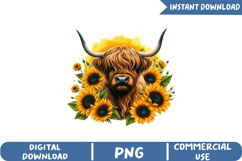Funny Cow Floral Sublimation, Hello Summer Png Product Image 1