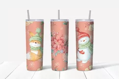 Christmas cute snowman Skinny tumbler wrap design Product Image 3