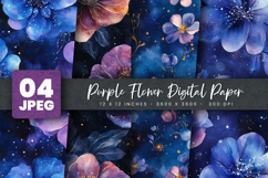 Purple Flower Digital Paper Product Image 1
