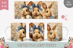 Vintage Mug Wrap Design, Easter Bunnies Mug Design Product Image 1