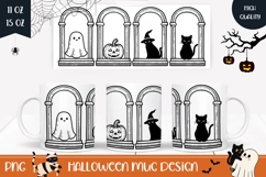 Halloween Pumpkin Mug Wrap, Halloween Cat Mug Design Product Image 1