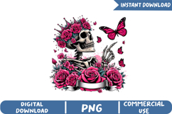 Funny Floral Skeleton Sublimation, Sarcastic Png Product Image 1
