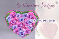 Heart floral Sublimation, PNG Product Image 1