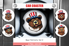 Car Coaster Bear Patriotic Product Image 1