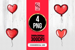 Red Heart Balloon Illustration Clipart Sublimation PNG Product Image 1