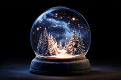 A snow globe with a miniature winter scene inside on a dark Product Image 1