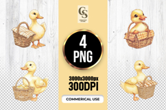 Cute Duck With Basket Clipart Sublimation PNG Product Image 1