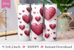 Glitter Love Hearts Tumbler, Valentine's Day Tumbler Design Product Image 1