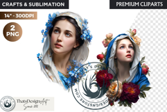 Floral Virgin Mary Clipart PNG, Mother with Jesus, bible Product Image 1