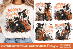Moody and Magickal Witch PNG, Vintage Witchy Halloween PNG, Product Image 1