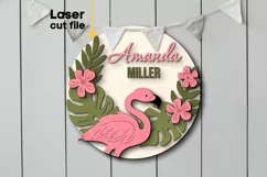 Flamingo Baby Name Sign SVG Laser cut file for Glowforge Product Image 1