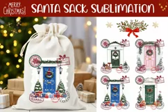 Watercolor Winter Door Santa Sack, Christmas Door PNG Product Image 1