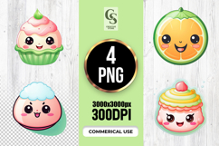 Cute Kawaii Dessert and Fruit Clipart Sublimation PNG Product Image 1