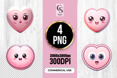 Cute Pink Heart Face Clipart Sublimation PNG Product Image 1