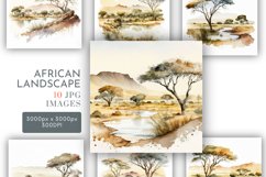 African Countryside Landscapes | Watercolour or Clipart JPG Product Image 1