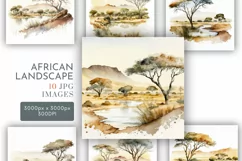 African Countryside Landscapes | Watercolour or Clipart JPG Product Image 1