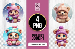 Cute Winter Bear Clipart Sublimation PNG Product Image 1