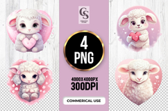 Cute Kawaii Lamb Heart Clipart Sublimation PNG Product Image 1