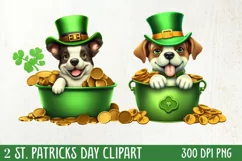 St Patricks Day Dog with Gold Coin Clipart, St Patricks Day Product Image 2