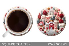 Winter Houses Coaster Sublimation. Winter Coaster Design Product Image 1