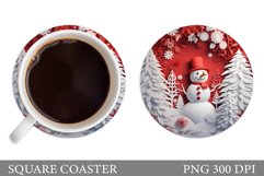 Snowman Coaster Sublimation. Snowman Round Coaster Design Product Image 1