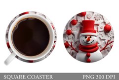 Snowman Round Coaster Design. Snowman Coaster Sublimation Product Image 1