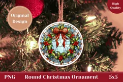 Christmas Round Ornament PNG, Christmas Wreath Ornament Product Image 1