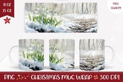 Winter Forest Mug Wrap, Winter Flowers Coffee Mug Template Product Image 1