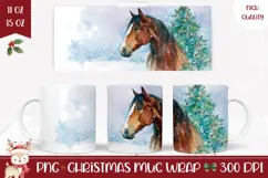Watercolor Christmas Horse Mug, Winter Animals Mug Product Image 1