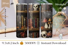 Black Cat Tumbler Wrap Design, Mushrooms Tumbler Sublimation Product Image 1