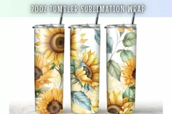 Sunflower watercolor flower 20oz Tumbler Wrap Product Image 1