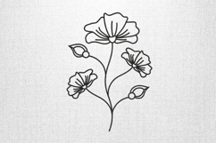 Elegant Wildflower Line Art Embroidery Design Product Image 1