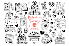 Valentine bookish clipart, Romance books png, Valentines day Product Image 1